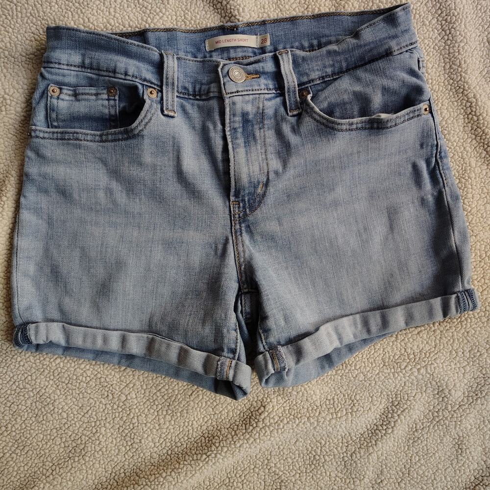 Levi’s Mid Length Denim Shorts Women’s Size 28 Medium Indigo Stretch